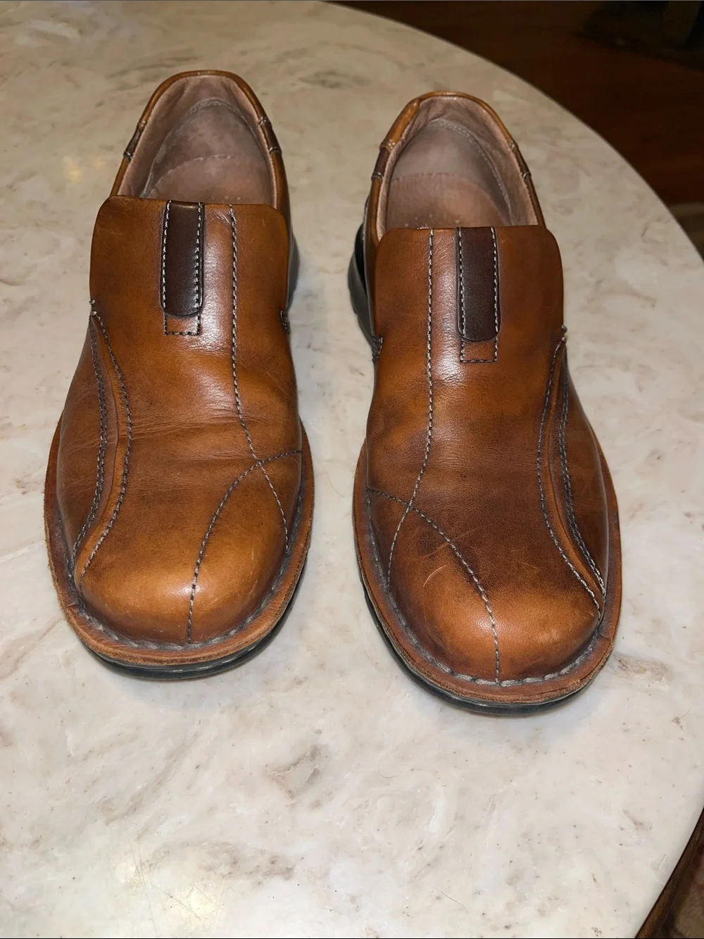 Clarks Men's Cognac Leather Slip-On Casual Loafers